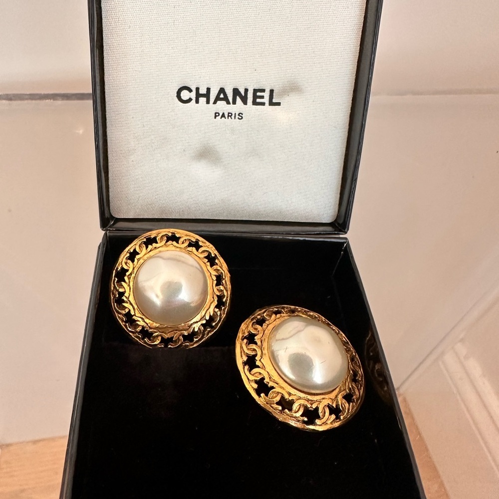 Chanel Gold and Pearl Earrings